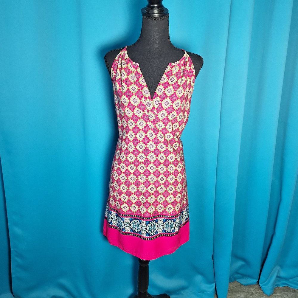 Short Casual Slip Dress Size M Pink Print